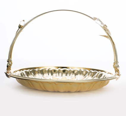 AR0071-Gold Plated Flat Basket With Crystal Handle Main Image